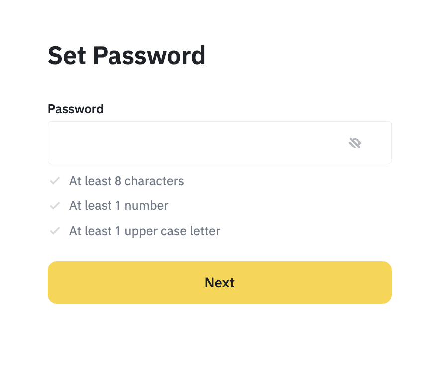 Binance set password